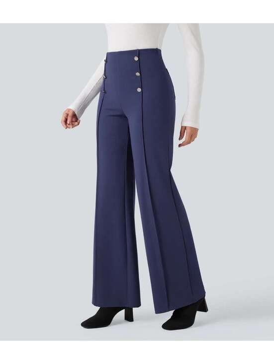 Halara Pants - Halara Flex High Waisted Tummy Control Wide Leg Work Pants Blue Size Medium